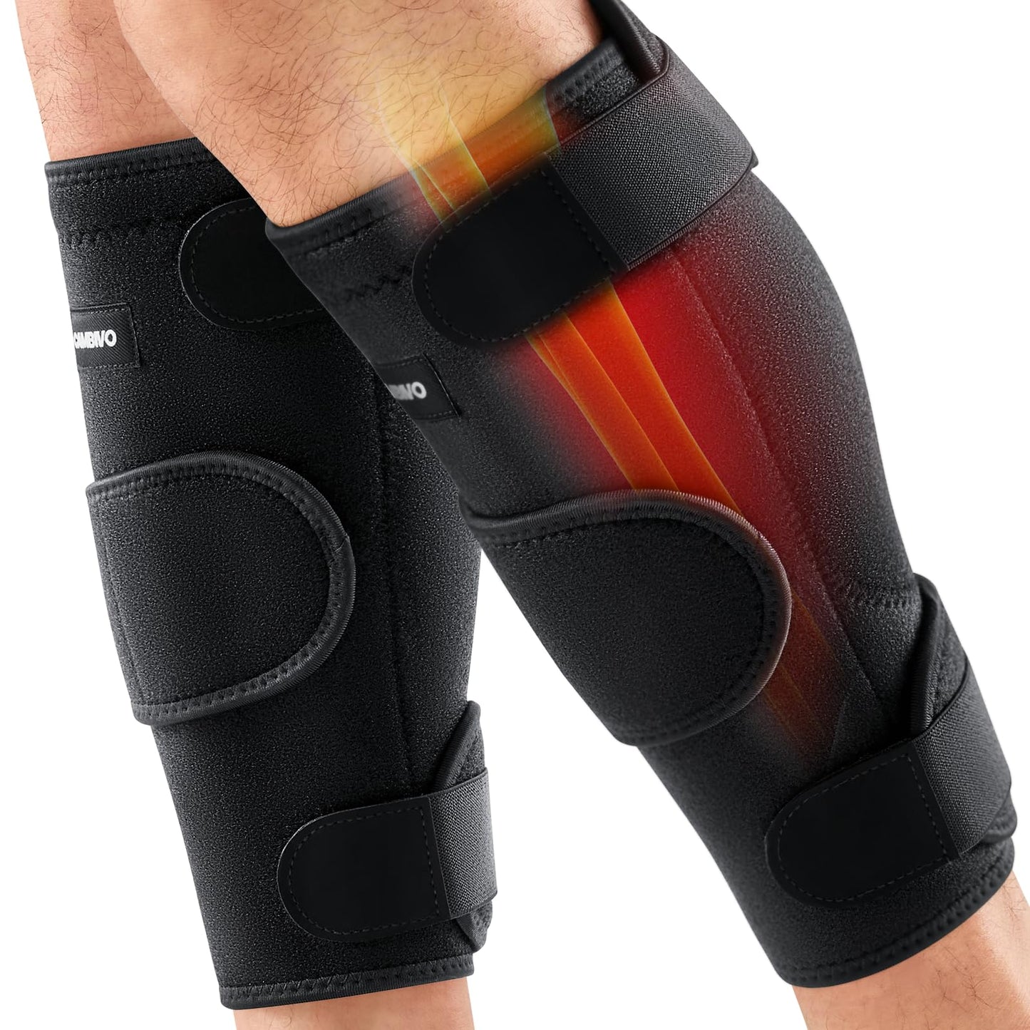 Calf Brace for Torn Calf Muscle - 2 Pack Adjustable Neoprene Compression Sleeve & Wrap Support for Shin Splints, Strain, Leg Pain Relief - Calf Compression Sleeve for Men & Women (Black, Large)