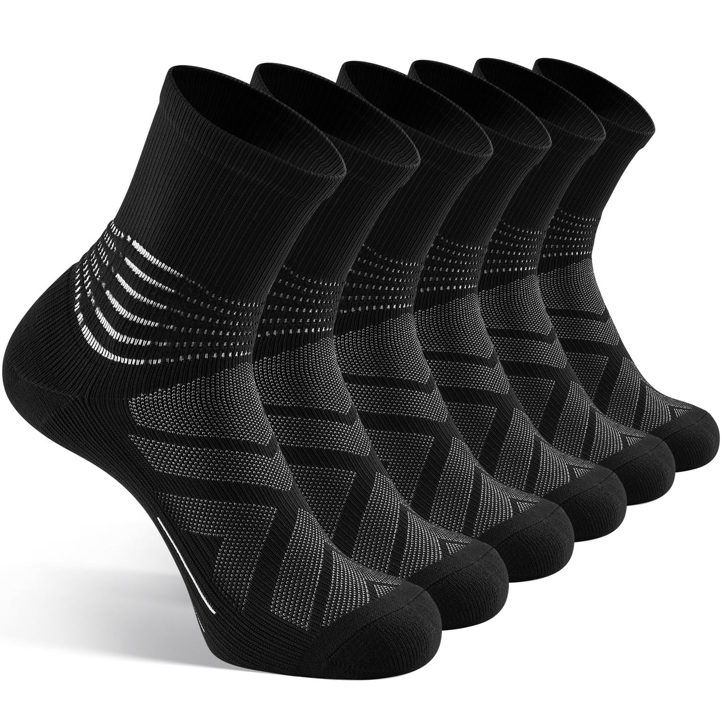 IRAMY Compression Ankle Support Crew Socks Men Women Wicking Plantar Fasciitis Relief Running Hiking Socks 3 Pairs