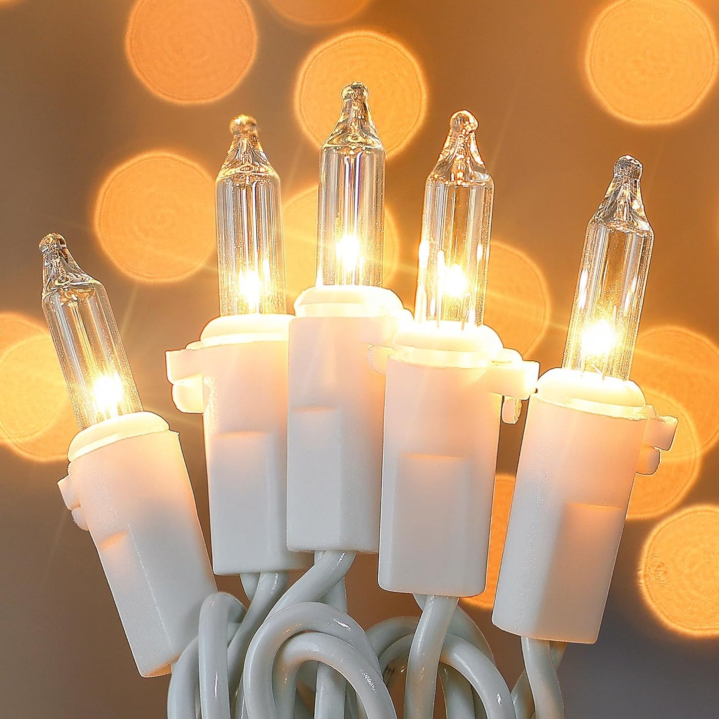 Skiennix 100 Count Clear Christmas Lights - Connectable Indoor/Outdoor Mini String Lights | 23 Feet Warm White