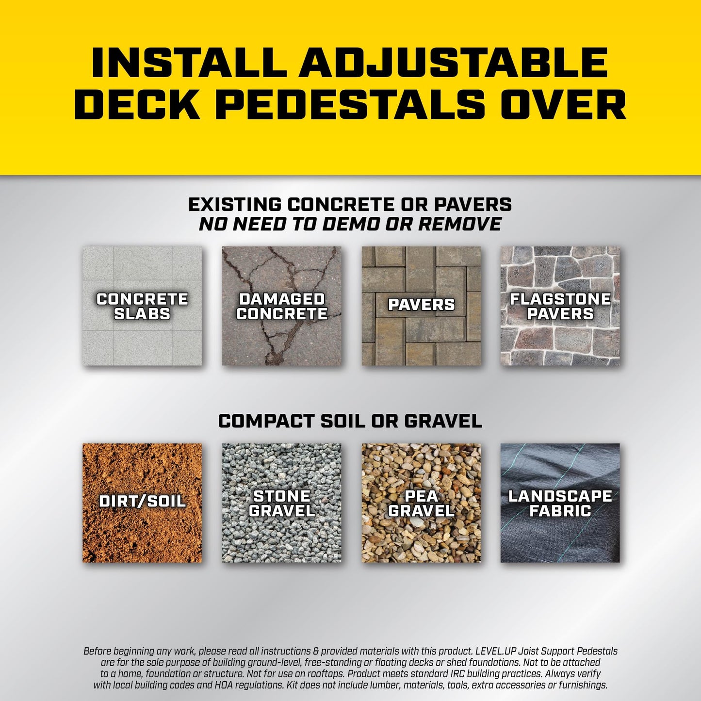 Bison Level.Up System Adjustable Deck Pedestal Joist Support Kit, 12-Pedestal Kit (7079806002)