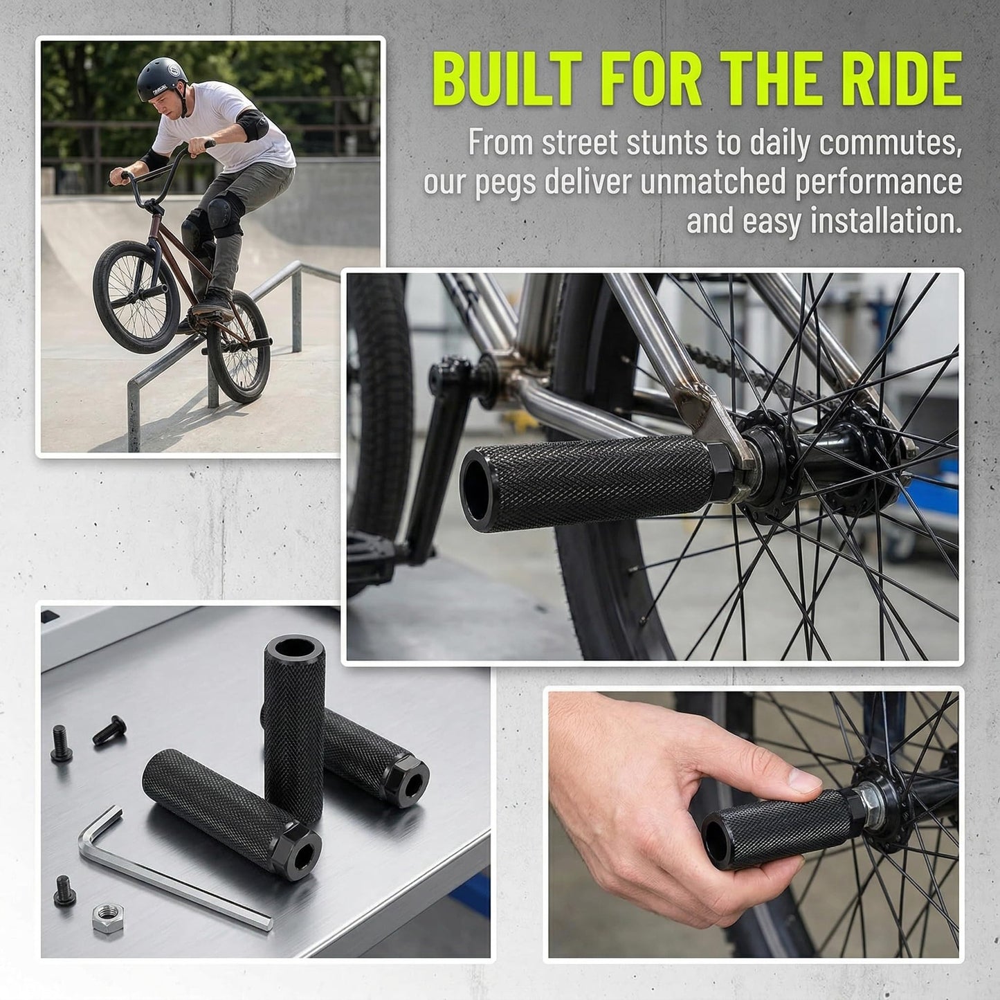 2 PCS Bicycle Pegs, Aluminum Alloy Bicycle Foot Pegs Bike Pegs Bicycle Footrests for Mountain Bikes Road Bike (100 * 28mm Black)