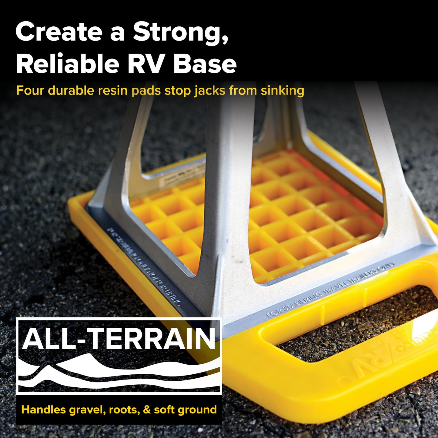 Camco RV Stabilizing Jack Pads - Features Interlocking Design & Includes Handy Strap for RV Storage and Organization - Molded of Strong UV Stabilized Polypropylene - 4-Pack (44595)