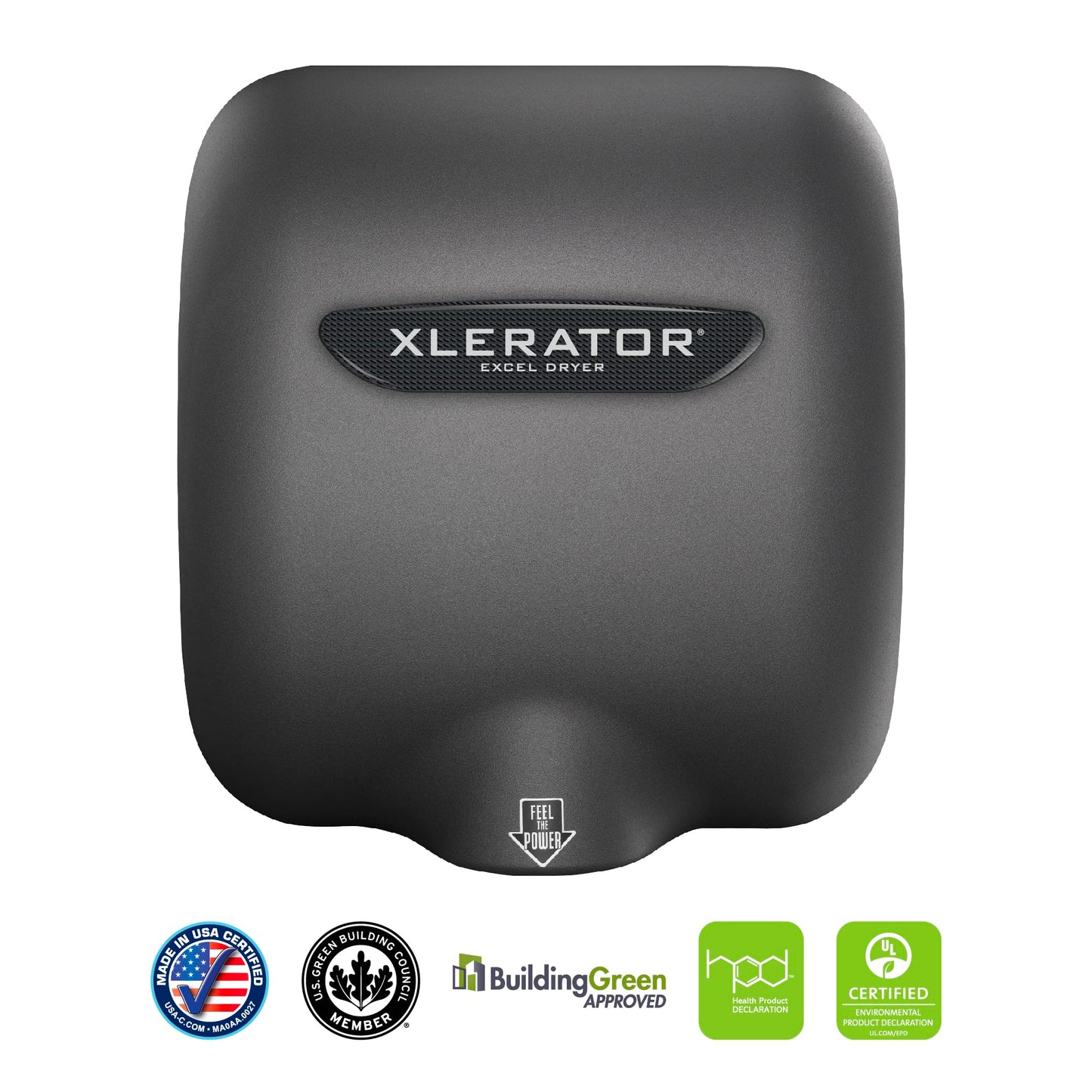 XLERATOR XL-GR Automatic High Speed Hand Dryer with Graphite Cover and 1.1 Noise Reduction Nozzle, 12.5 A, 110/120 V