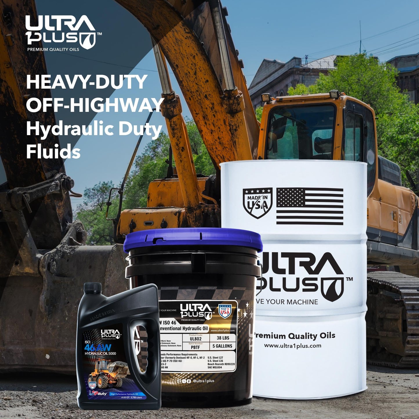 ULTRA 1PLUS AW ISO 46 Hydraulic Oil (5 Gallon Pail) | Anti-Wear Paraffinic Fluid for Industrial & Mobile Equipment