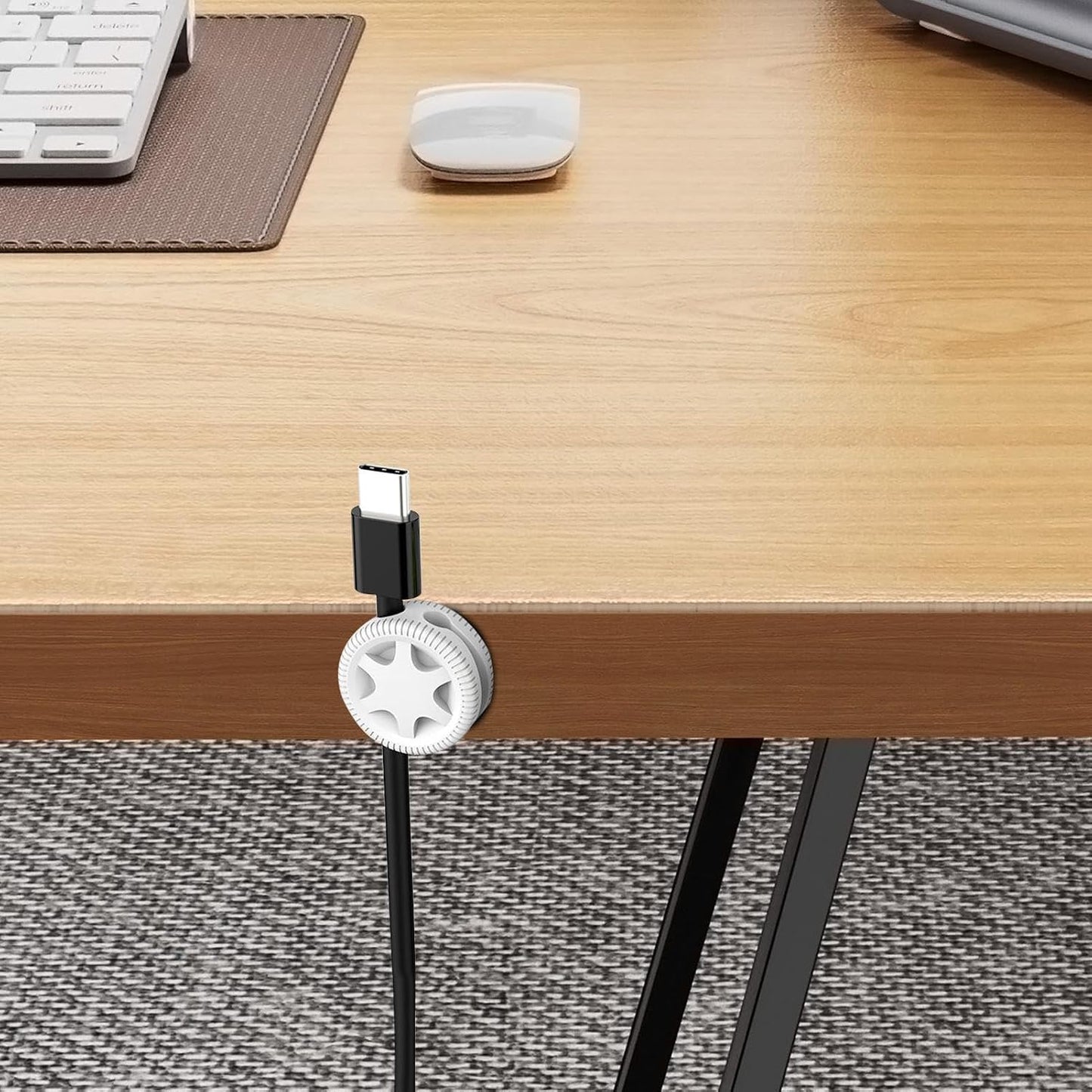 Generic Cable Holder Clips Double Slot Car Tire Shape, Portable, Desk Computer Phone, Tablet Nightstand Study Room Dorm
