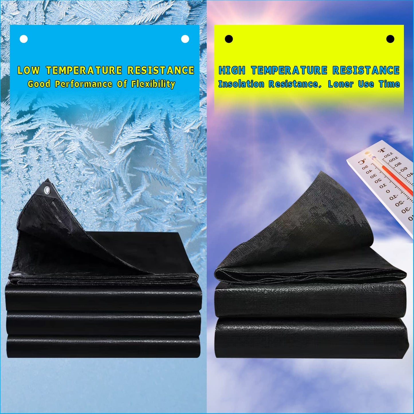 Coocure 25X30FT Reinforced PE Pond Liner, 28Mil Thickness Pond Liners for Outdoor Ponds, Hemmed Edge with Buttonholes Liners for KOI/Fish, Duck Pond and Waterscape.