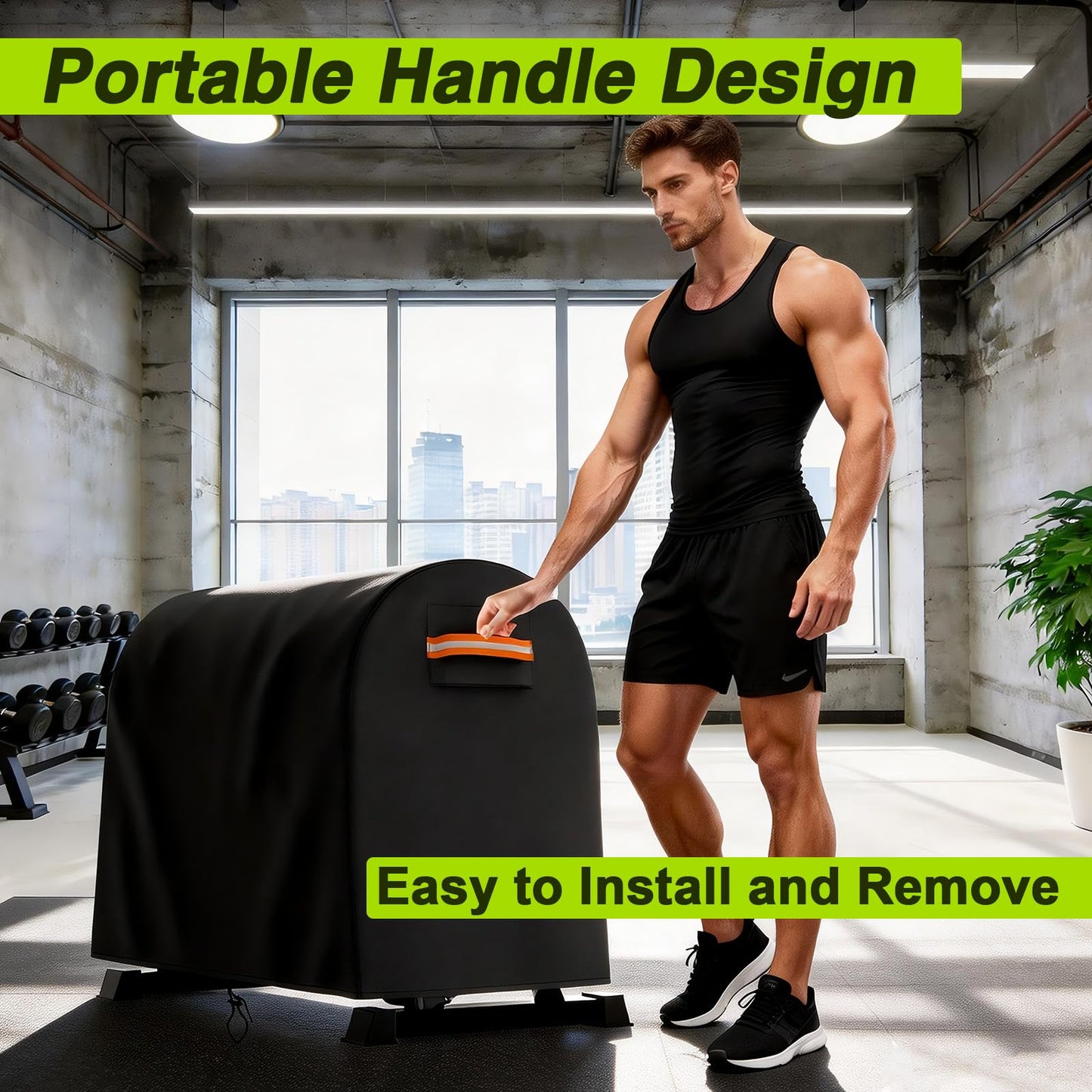EVRBUL Dumbbell Weight Rack Cover Waterproof Dustproof Compatible with Home Gym Dumbbell Set Brackets (40” L x 25” W x 35” H)