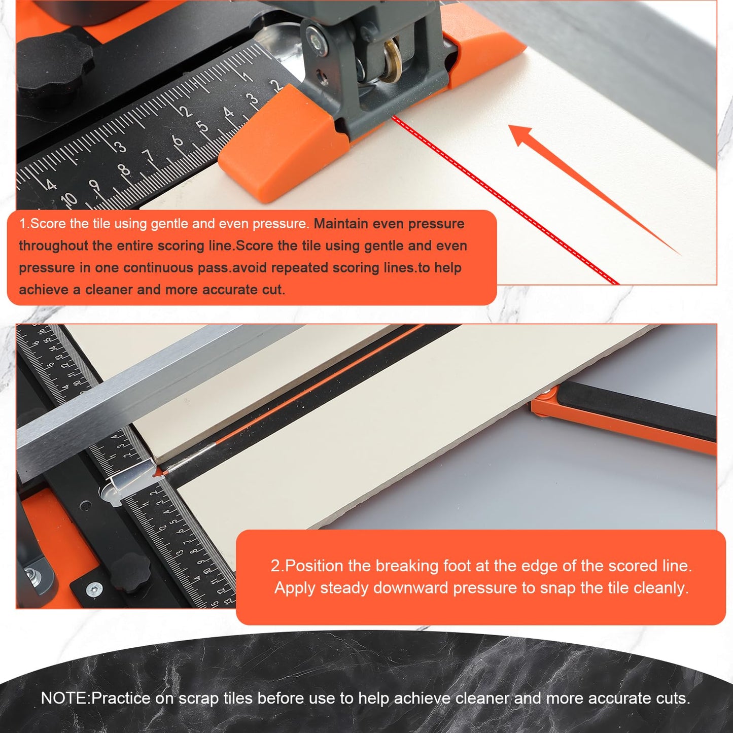 48 Inch Tile Cutter for Ceramic Cutting, Heavy Duty Manual Tile Cutter for Cutting Various Tiles Up to 16mm Thick with 4 Brackets