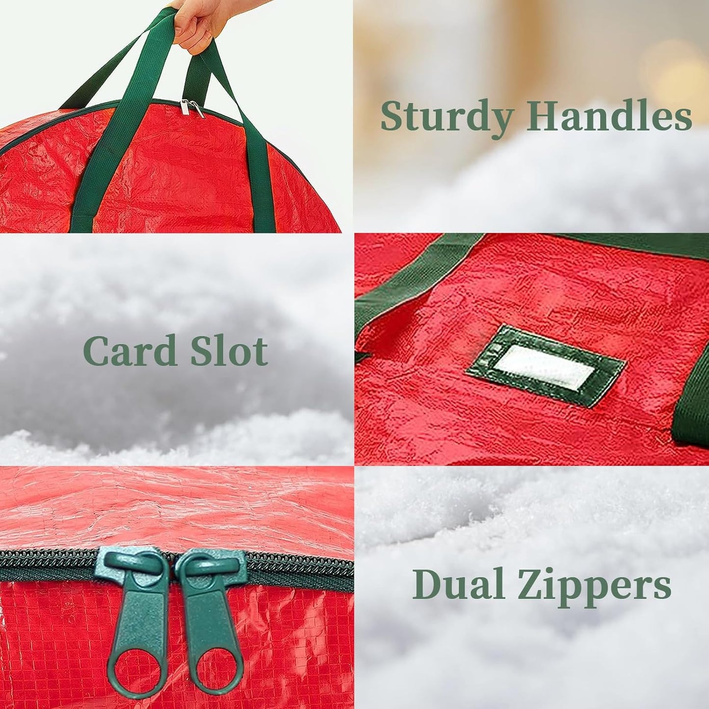 Regine Switzerland Christmas Wreath Storage Bag - 2 Pack 24” Heavy-Duty Container for Holiday Decor