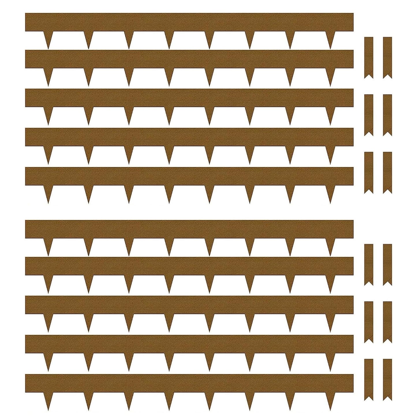 Worth Garden 10-Pack Corten Steel Landscape Lawn Edging - 5in H (2.5" above ground + 2.5" spikes) Rust Patina Bendable Metal Strips - Hammer-in Border with 11 Clips - Yard Pathway Divider (33Ft Total)