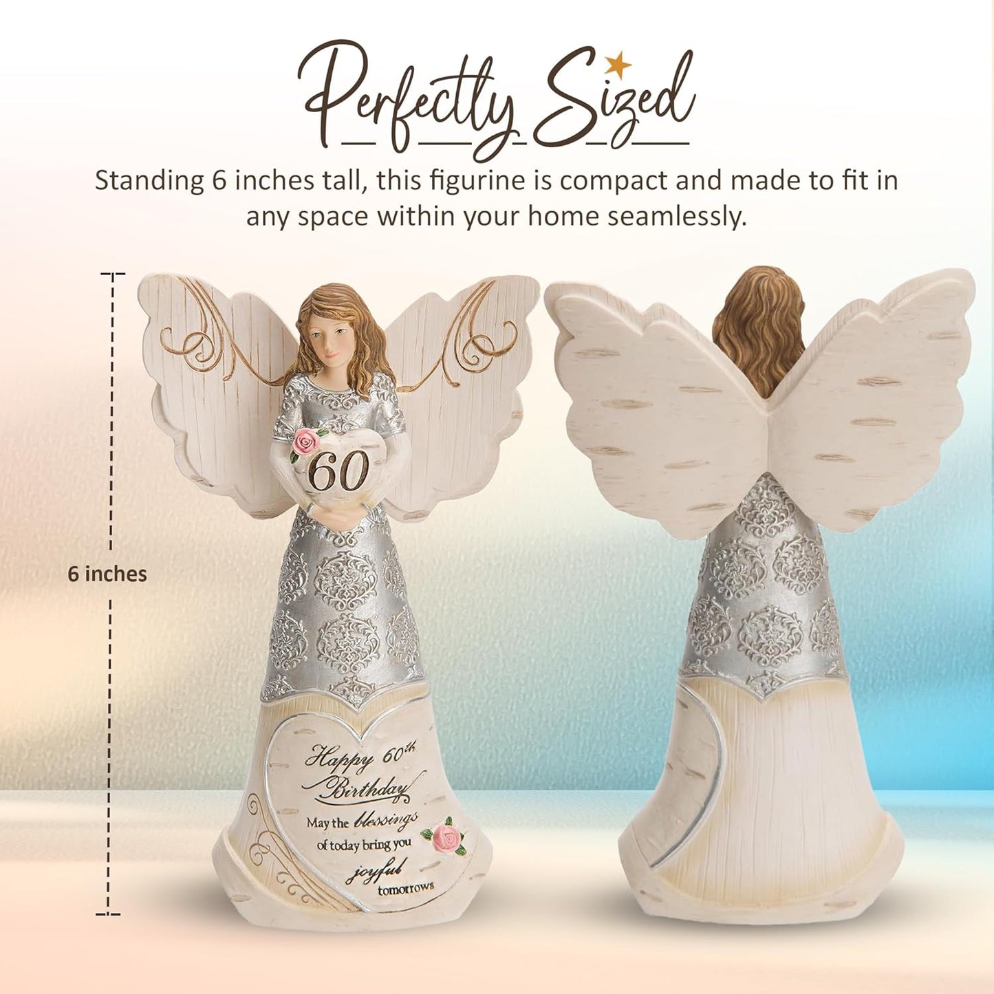 Pavilion Elements Angels Figurine - Guardian Angel Display for 60th Birthday - 6" Collectible Decor