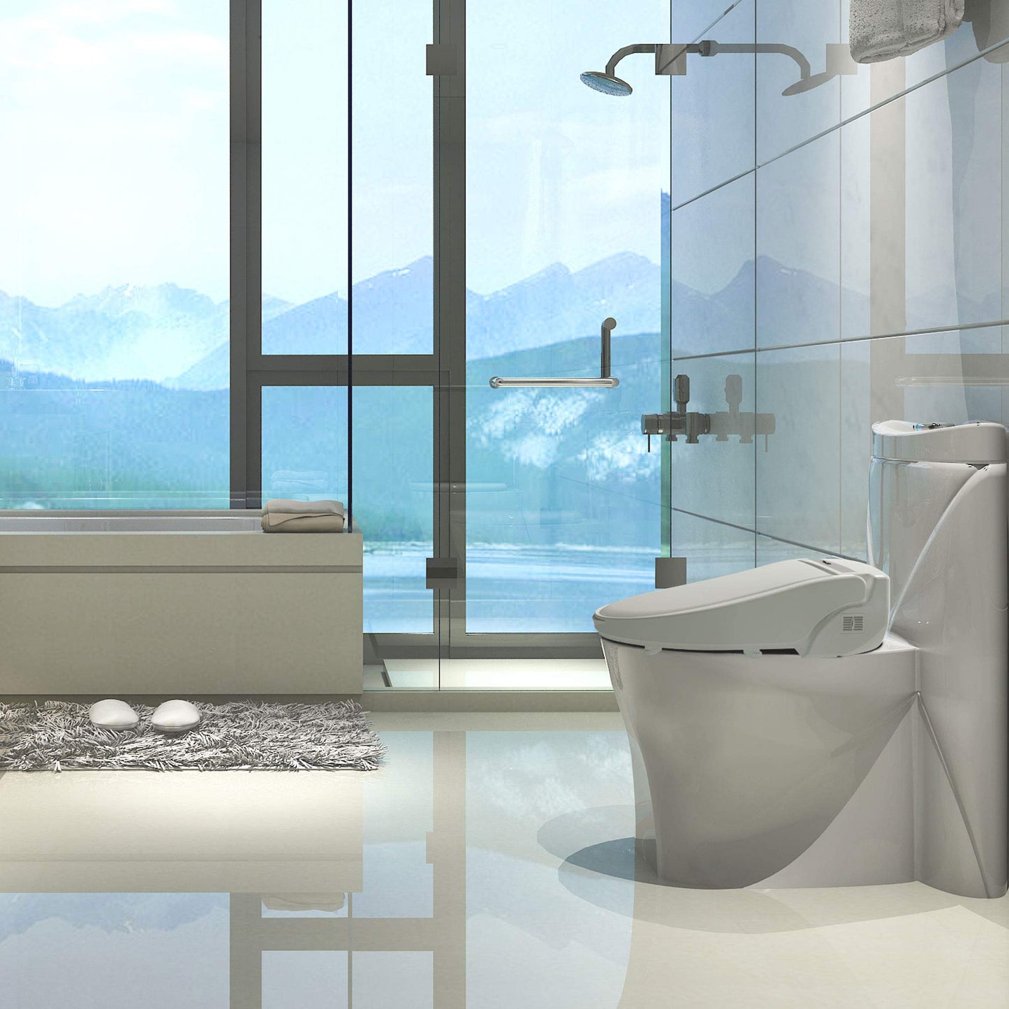 Ivyel J-2R Smart Electric Bidet for Toilet Seat,For Elongated toilet,Warm water,Heated bidet toilet seat,Remote Control,Heated Dryer,Child Function,Stainless Steel Self-Cleaning Nozzle,LED Night Light
