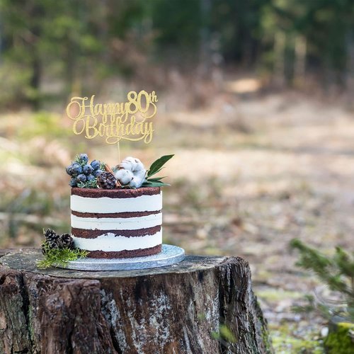 Happy 80th Birthday Cake Topper - Gold Glitter Number 80 for Elegant Celebration Decor