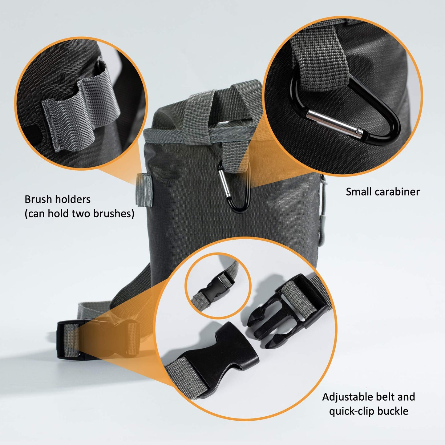 Chalk Bag for Rock Climbing, Climbing Chalk Bag for Bouldering with 2 Large Zipper Storage Pockets, Premium Gym Chalk Bag for Weightlifting, Great Gift and Rock Climbing Gear, Gray