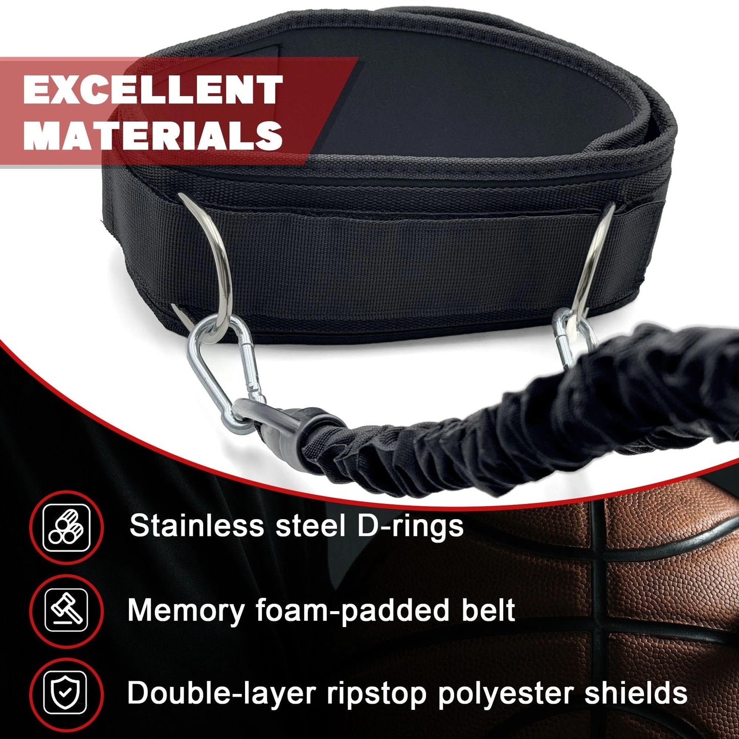 OKQX 5-Pack Zone Defense Resistance Band Kit, Basketball & Volleyball Agility Training Belt Kit – Resistance Band Speed & Coordination Trainer with Adjustable Waist Strap, Black
