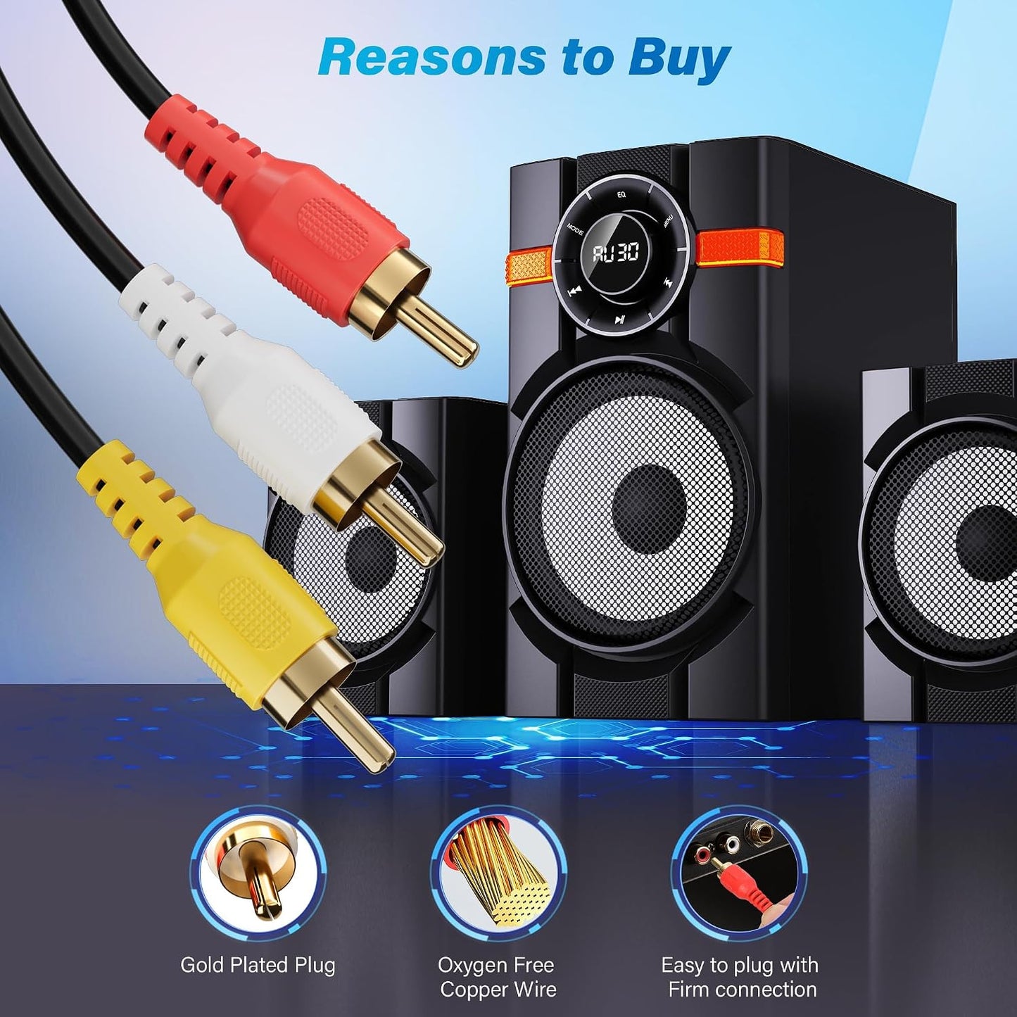 3.5mm 6 1/8 3 MP3,DVD,Tablets,Speakers, Adoreen to RCA Camcorder Handycam Audio Video Output Cable Ft, TRRS to RCA