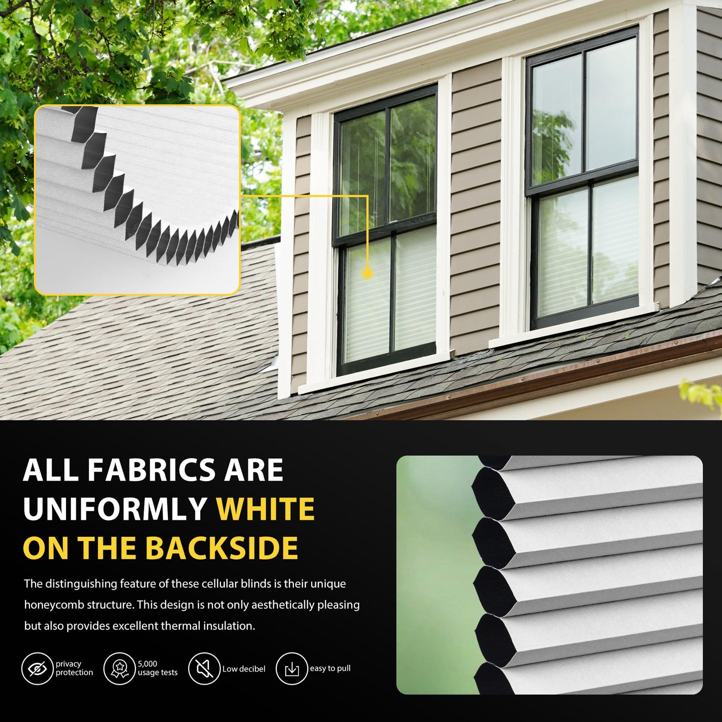 UNISHADES Top Down Bottom Up Cordless Cellular Shades, 26×64 in, White