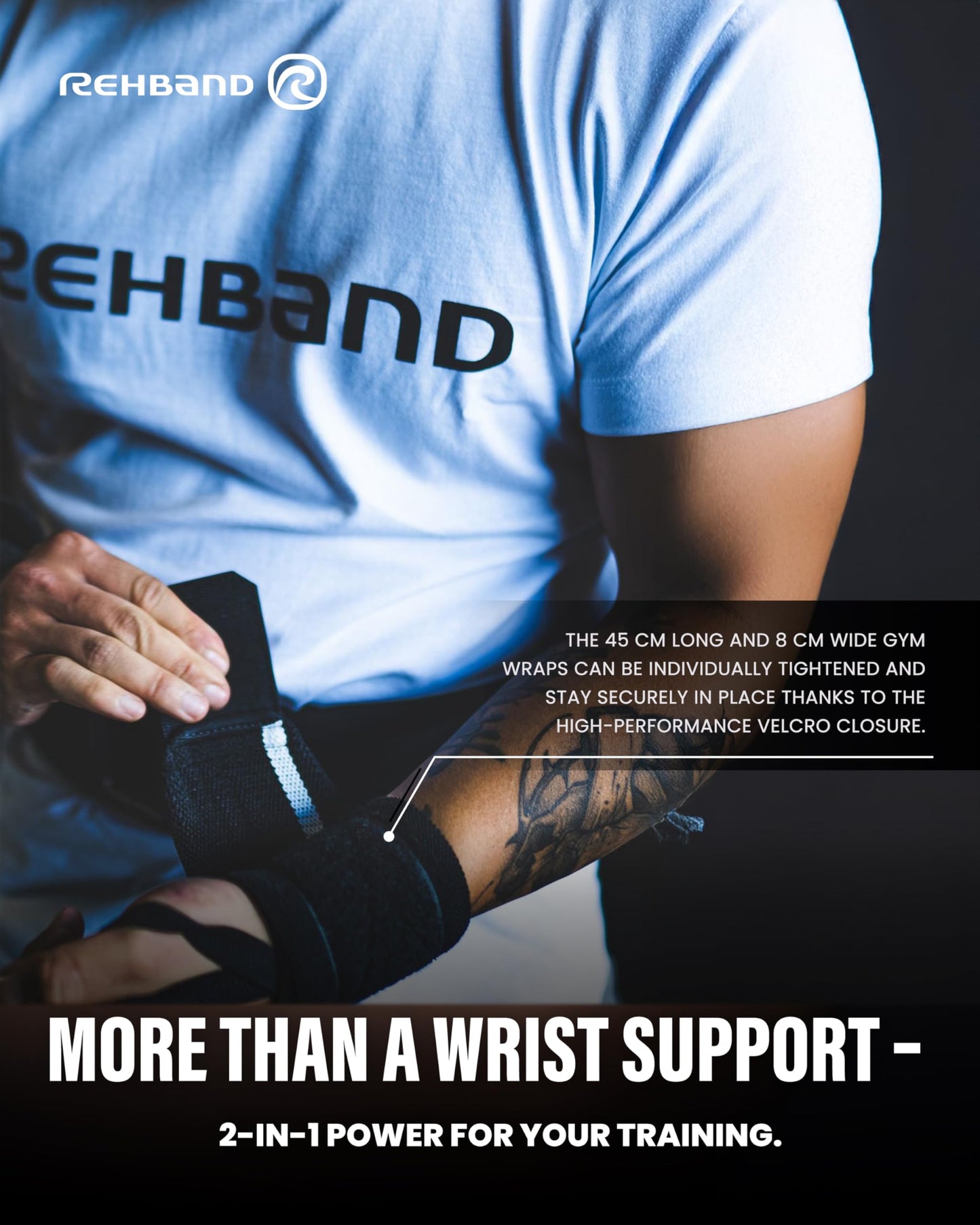 Rehband Wrist Wrap 1 Pair, Wrist Wraps Weightlifting, Training 18 inch, Wrist Wrap, Comfortable & Stabilizing Wrist Supports For Gym
