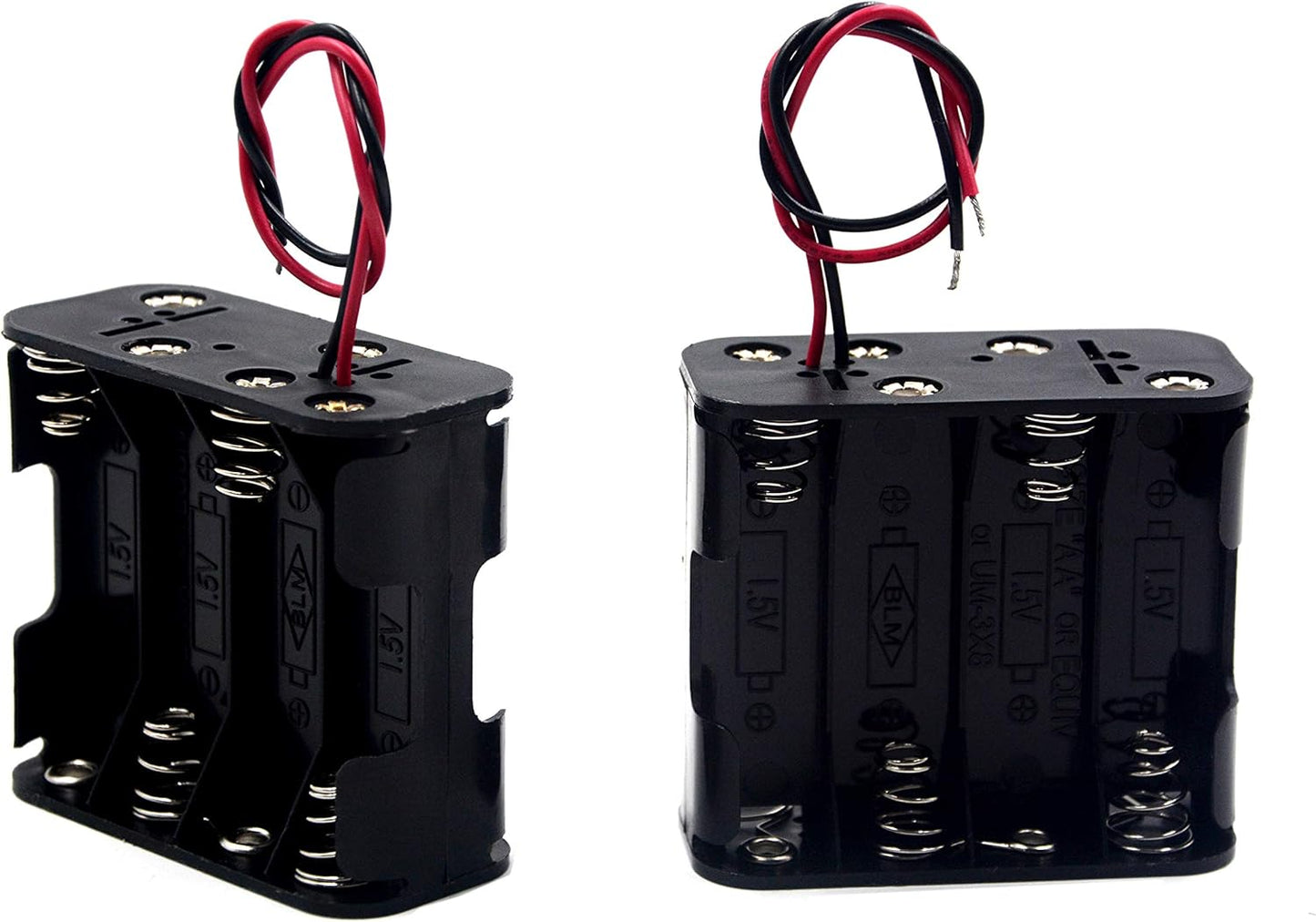 LampVPath (Pack 2 8 12V of AA Battery Holder, Battery Holder with Leads-Double Layers (Each Layer Loads Four aa