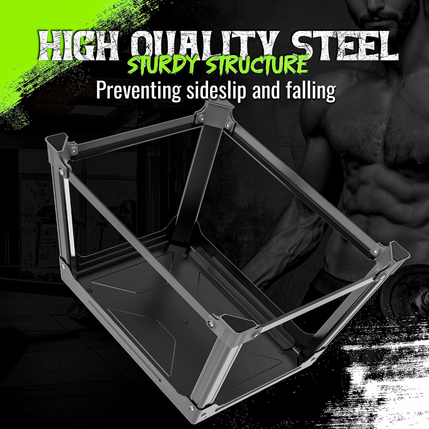 Metal Plyometric Jumping Box 12 Inch with 17 * 13 Inch Surface Steel Plyo Box Home Gym Jump Trainer for Fitness Exercise Agility Stamina Conditioning Strength Training