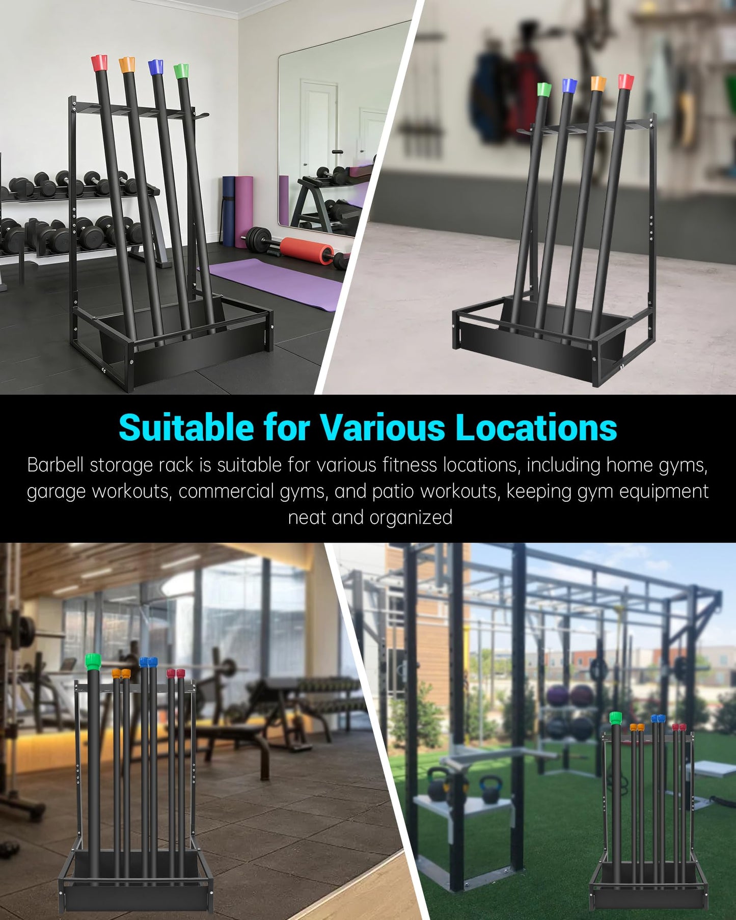 Weighted Bar Rack, Vertical Barbell Holder Suitable for Storing and Organizing Weighted Bar Equipment, Barbell Storage Rack Can Hold Multiple Weighted Barbells Upright