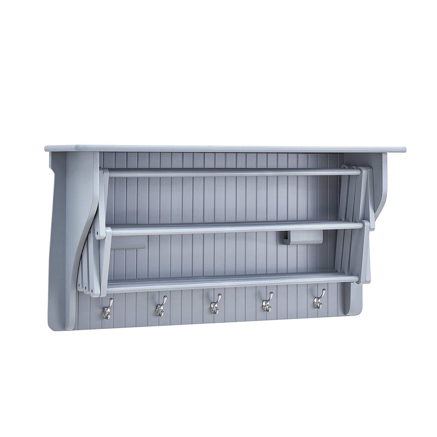 Danya B. Wall Mount Retractable Accordion Drying Rack–Great for Bathroom or Laundry Room –Light Gray