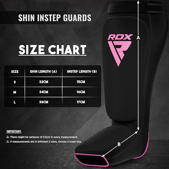 RDX Shin Guards Kickboxing Muay Thai, SATRA Approved, MMA Leg Instep Protection Pads, Sparring Training Martial Arts Boxing, Elasticated Padded Protector, Karate BJJ Taekwondo Gear, Men Women