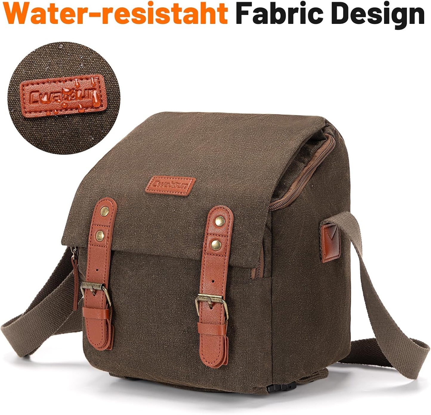 Cwatcun Small Camera Bag Compact Canvas Camera Messenger Bag, Digital Camera Shoulder Case, Travel Photography Bag