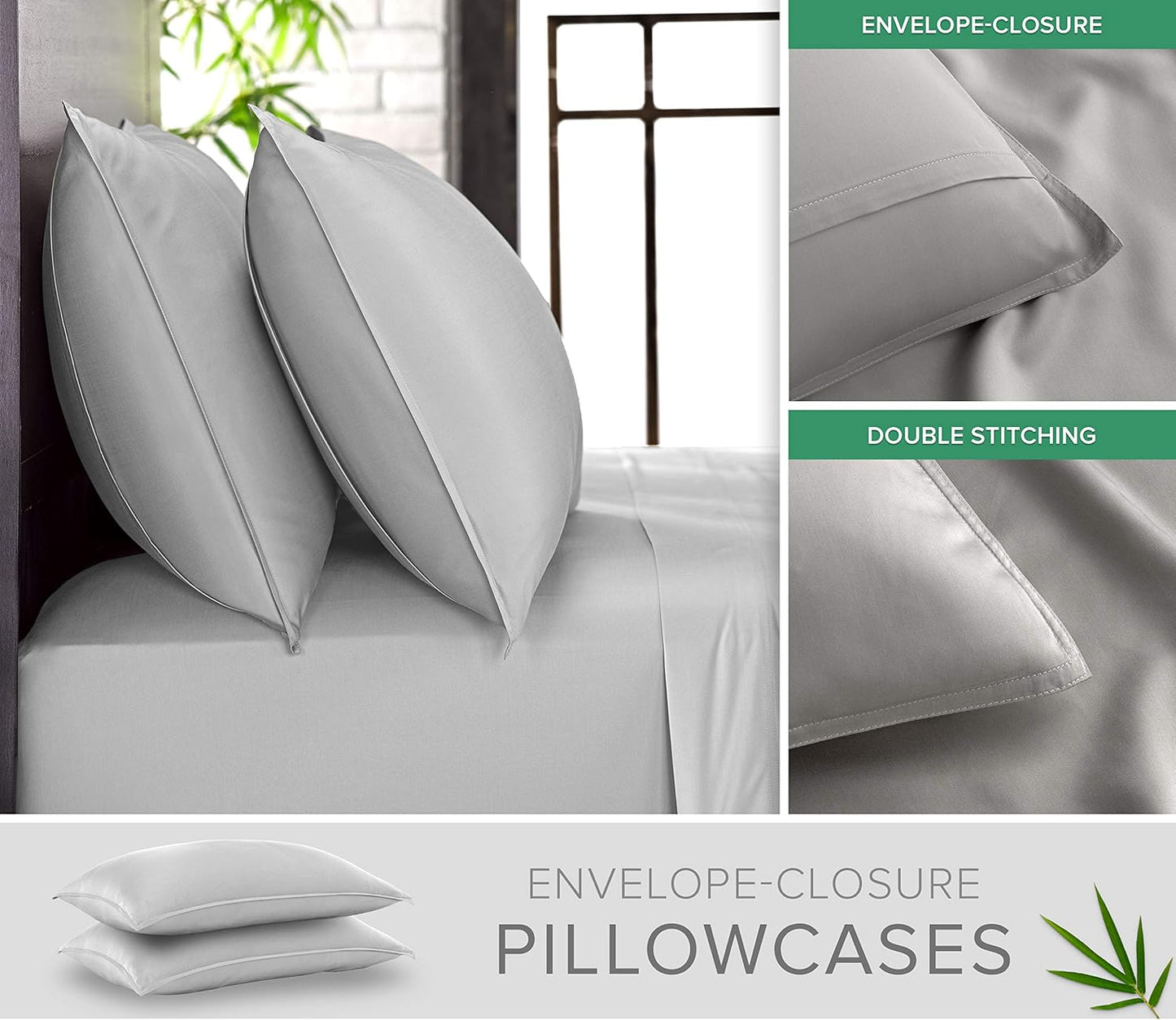 Pure Bamboo King Sheets - Luxuriously Soft 100% Organic Viscose Bed Sheet Set | Cooling & Durable (King, Silver Pearl)