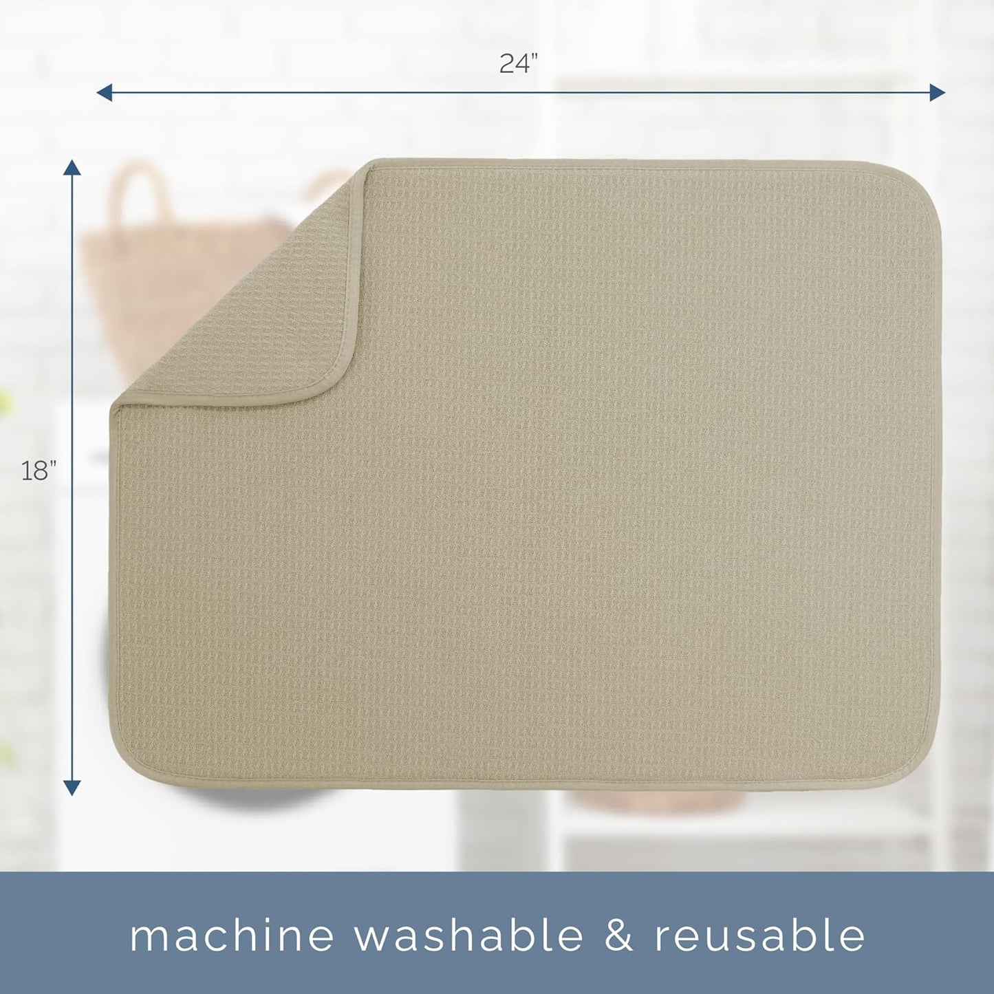 S&T INC. XL Dish Drying Mat - Absorbent Microfiber Kitchen Counter Pad, 18” x 24”, Pure Cashmere