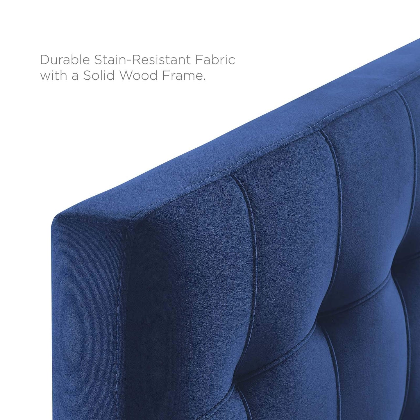 Modway Lily Biscuit Tufted Twin Performance Velvet Headboard, Navy