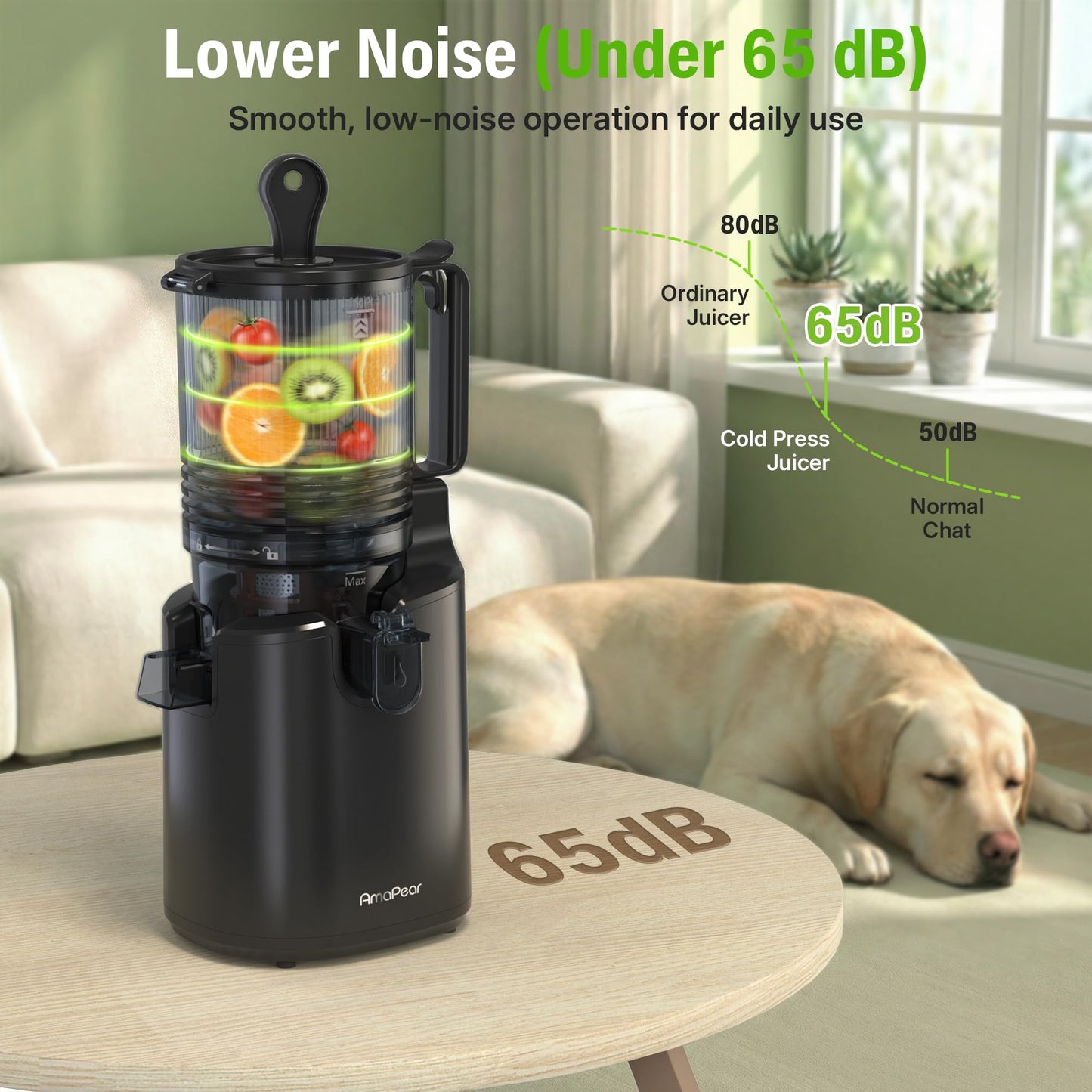 Cold Press Juicer, Juicer Machines with 6" Large Wide Feed Chute, High Juice Yield Slow Masticating Juicer, Easy to Clean, Quiet Brushless Copper Motor, Juicers for Whole Fruits & Vegetables