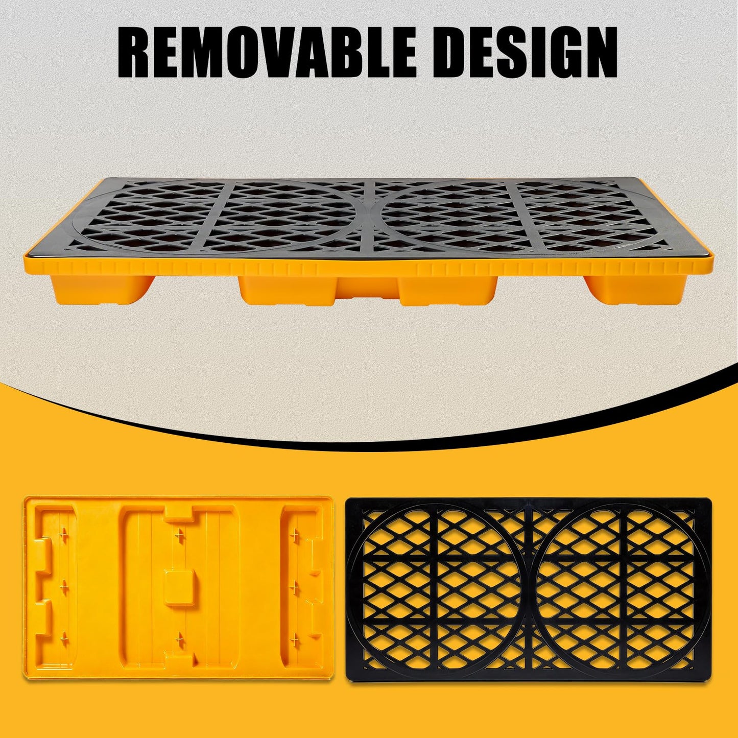 ATOLS 2 Drum Spill Containment Platform, 48x24x24 Inch, 2000 lbs Capacity, 20 Gal Sump, Heavy-Duty Plastic Pallet, 2 Drum Capacity for 55 Gallon Drum, Garage & Industrial Storage