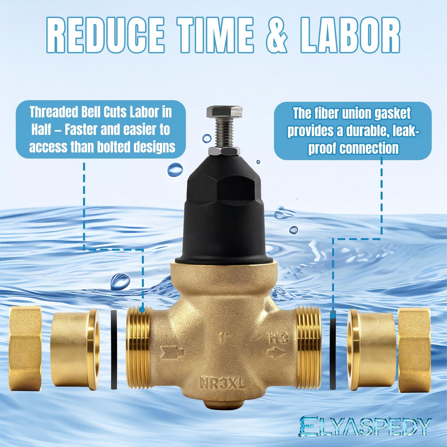 2026 Upgrade 1" Water Pressure Reducing Valve Replace for Zurn Wilkins 1-NR3XL 1" NR3XL Pressure Reducing Valve, Stainless Steel Strainer Screen, House Water Pressure Regulator with Teflon Tape