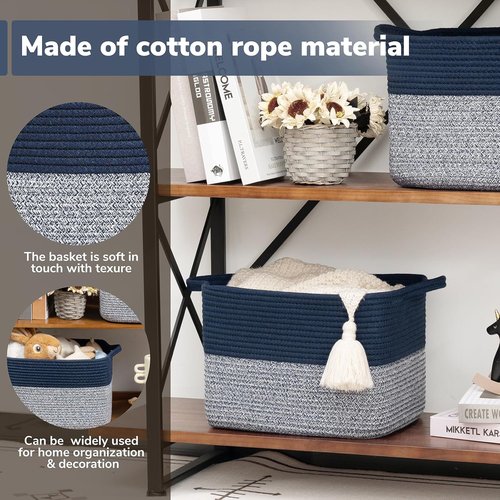 Goodpick Cube Storage Bins - Versatile Woven Baskets for Closet & Office | 13'' x 10'' x 9''