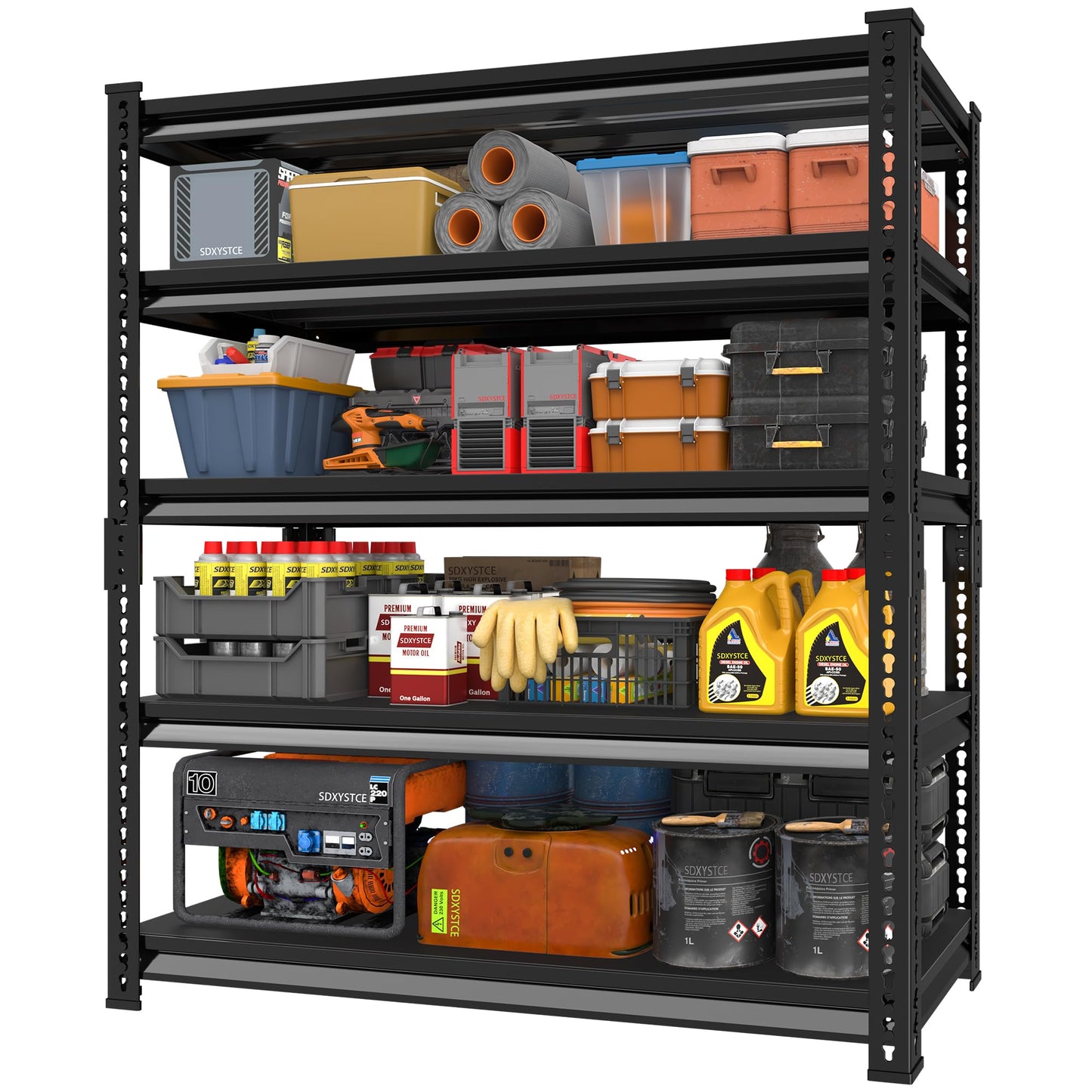 SDXYSTCE Garage Shelving Heavy Duty, 2200 Lbs Loads Garage Storage Shelves Heavy Duty, 5-Tier Metal Shelving Units and Storage for Basement, Retiple Tanks,40''Wx18 Dx72 H,Black