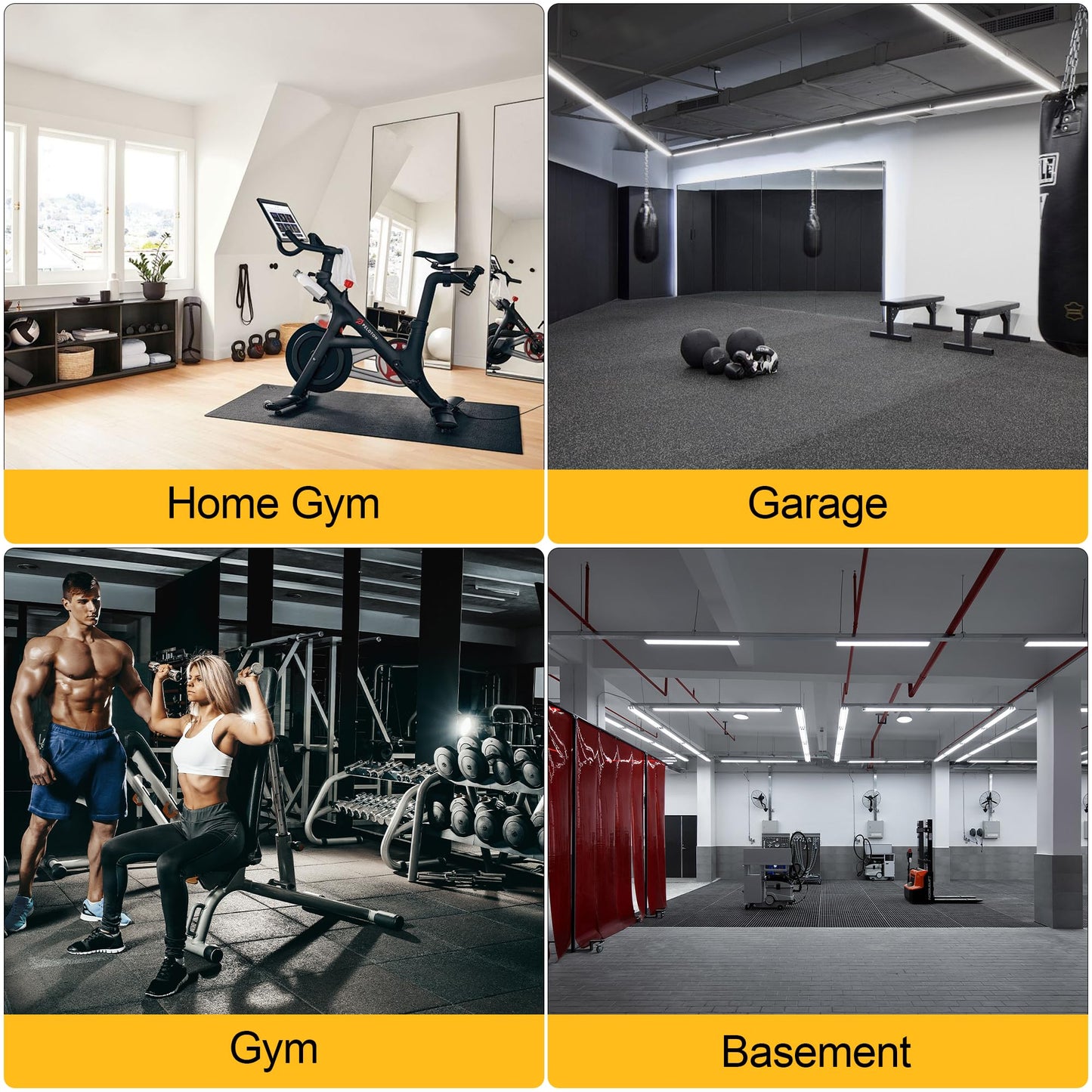 Nisorpa 1" Thick Rubber Exercise Equipment Mats, Anti-Vibration Pads 20" x 20'', Sound Absorbing Mat, Gym Floor Tiles Non-Slip, with 12 Pcs Buckles for Fixing, for Fitness Equipment (4 Pcs)