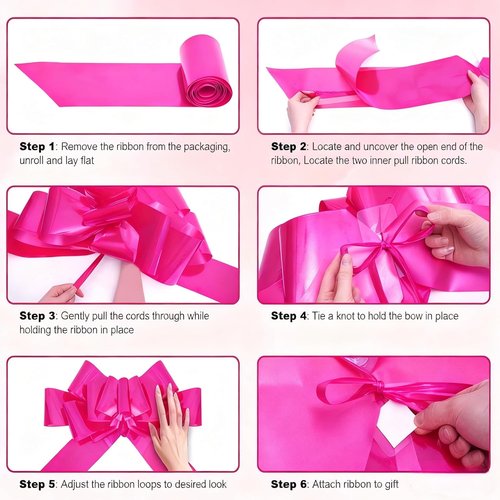 GYDbow 30 Inch Giant Rosy Car Bow - Extra Large Pull Bow for New Car Gifts & Celebrations