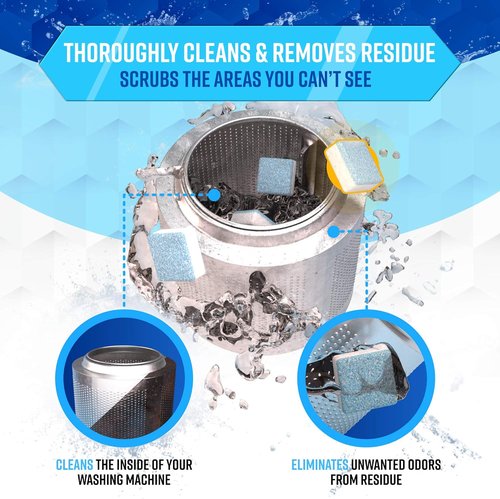 Eco-Friendly Washing Machine Cleaner Tablets | 24 Pack Deep Cleaning for HE Front & Top Load Washers