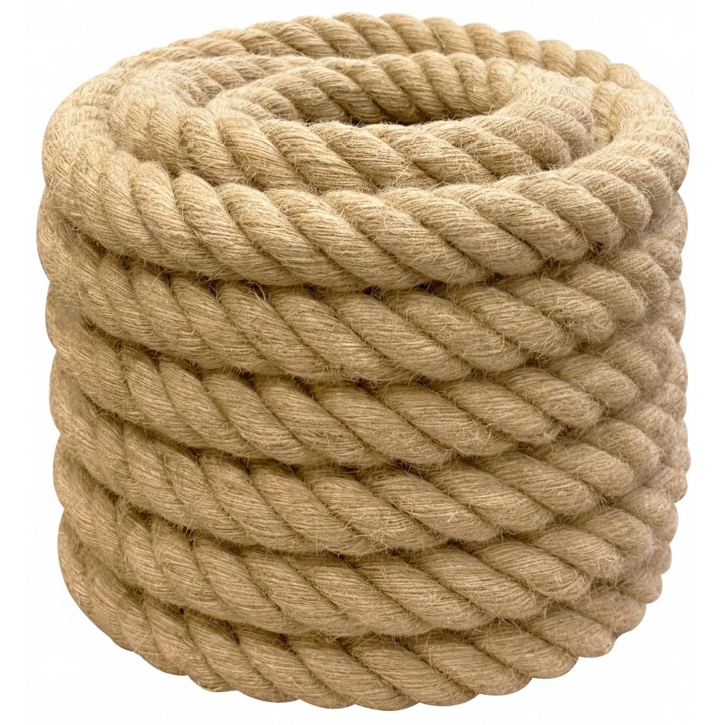 Natural Jute Rope (2 Inch x 50 Feet) Thick Hemp Rope Twisted Manila for Deck Railings, Swing Bed, Tug of War, Docks, Nautical, Decorating