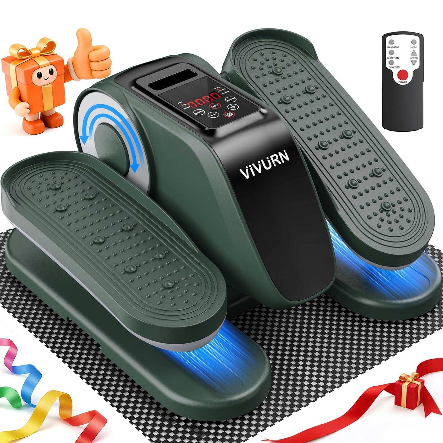 VIVURN-Upgraded Under Desk Elliptical 12 Speeds Forward & Reverse Manual & Auto Mode, Electric Leg Exerciser As Seen on TV for Seniors with Non-Slip Mat Quiet Smooth for Home Office, Gift for Mom Dad
