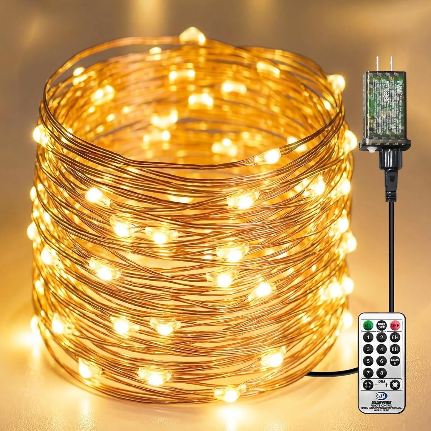 Skiennix 66 Ft LED Fairy Lights - 200 Remote-Controlled Twinkle Lights with 8 Modes & Timer | Warm White