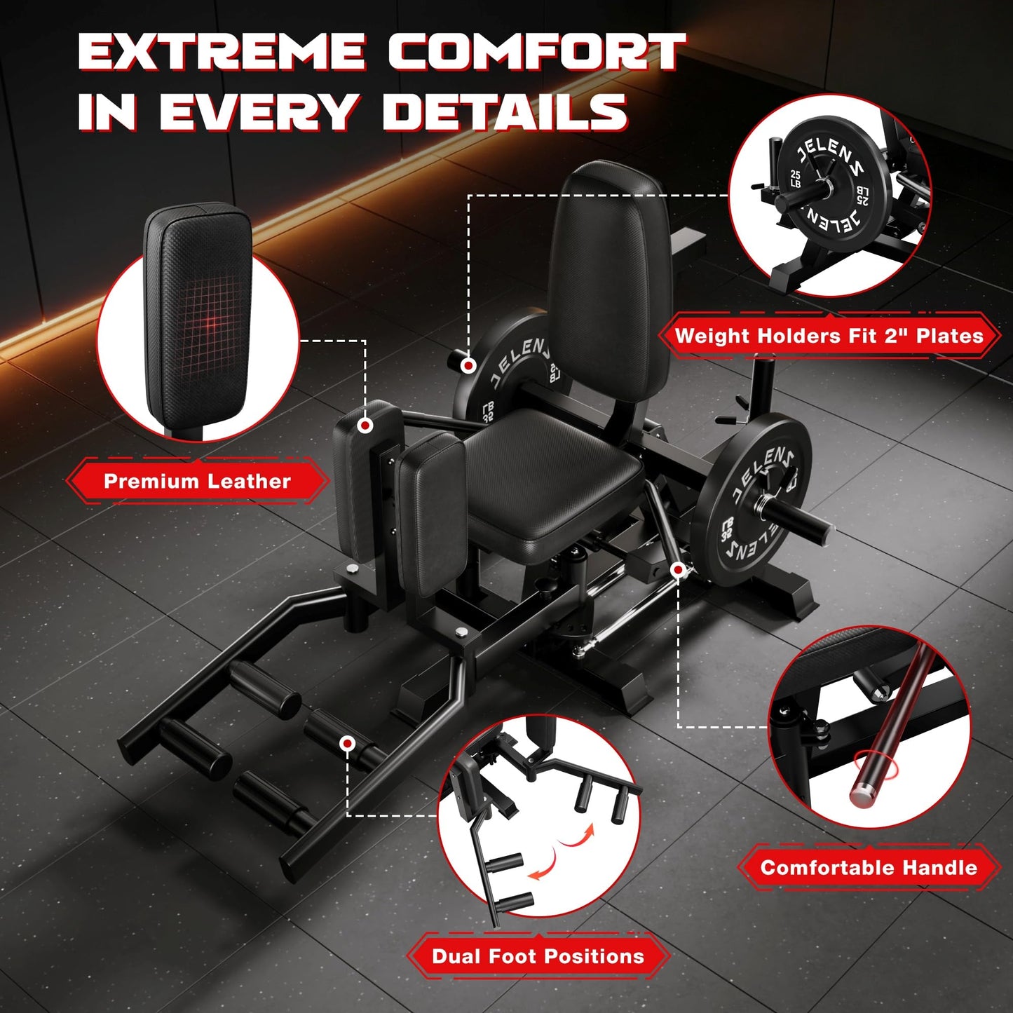 JELENS HA01 Hip Abductor Machine, Abduction Adduction Machine with Adjustable Resistance, Plate Loaded Inner and Outer Thigh Trainer for Home Gym Glute and Leg Strength Training