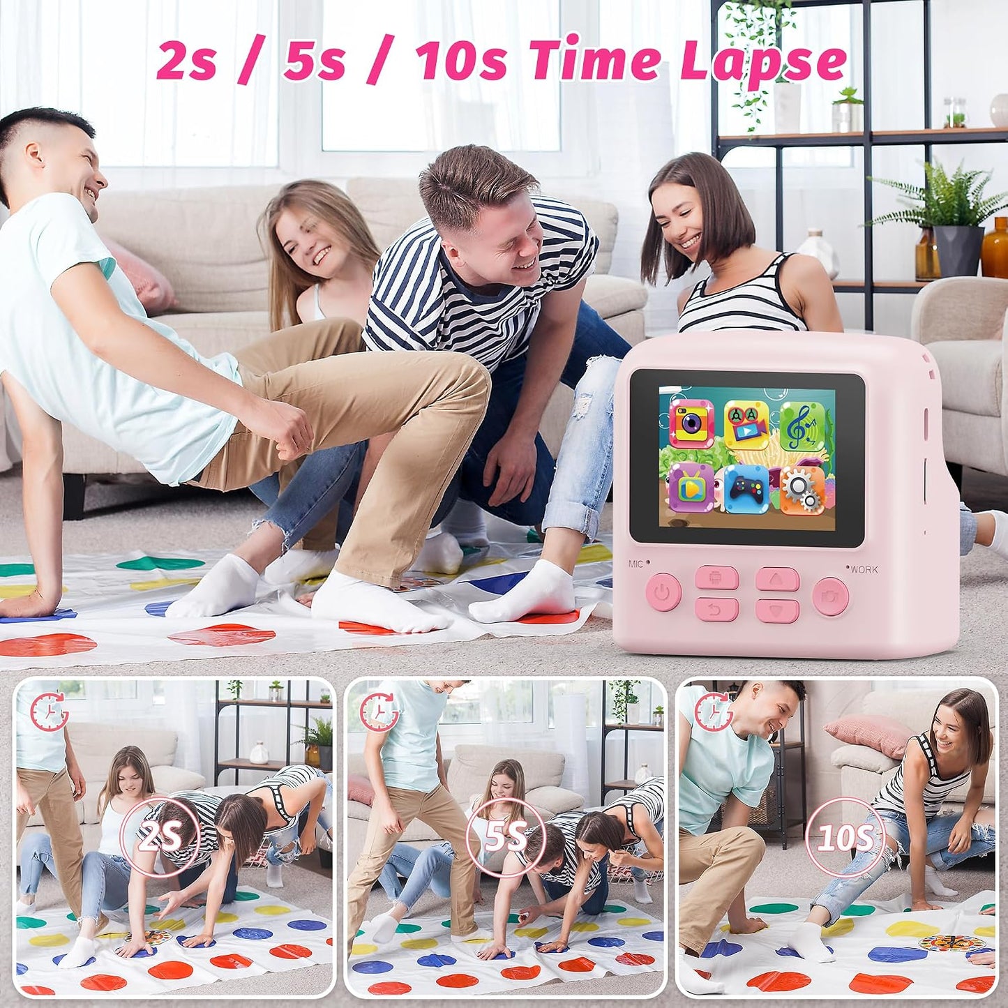 Contixo KC2A 2.4 12MP 1080P 3 MP3 412 Kids Instant Print Camera with Screen, Photo, Video, Print Rolls, Player, Type-C