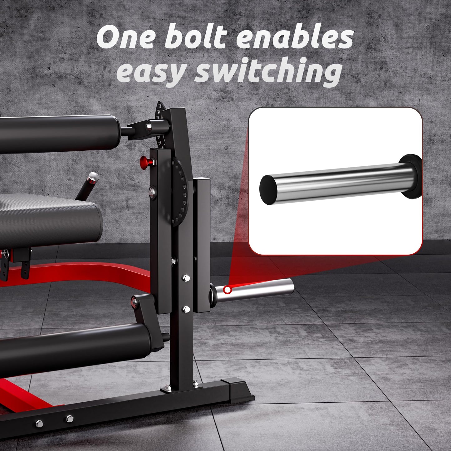 XGEME Leg Extension and Curl Machine, 2-in-1 Seated Lower Body Strength Training Equipment for Home Gym, Adjustable Leg Developer with High-Density Foam Rollers, Fits 1" & 2" Weight Plates
