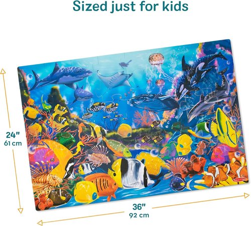 Melissa & Doug Jumbo Underwater Ocean Floor Puzzle - 48 Pieces | Educational Activity for Kids Ages 3+ (2 x 3 Feet)