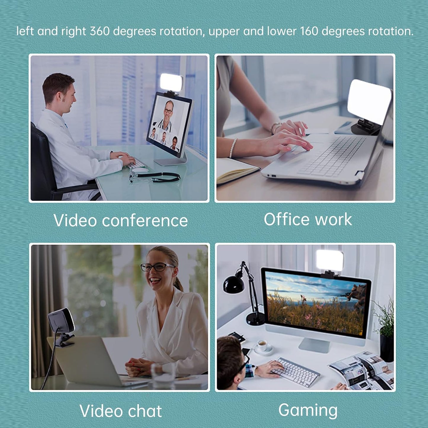 ChiweiJ 3 10 Dimming Webcam Light USB Powered Mini Video Light with Colors and Modes, Flexible Rotatable LED Light