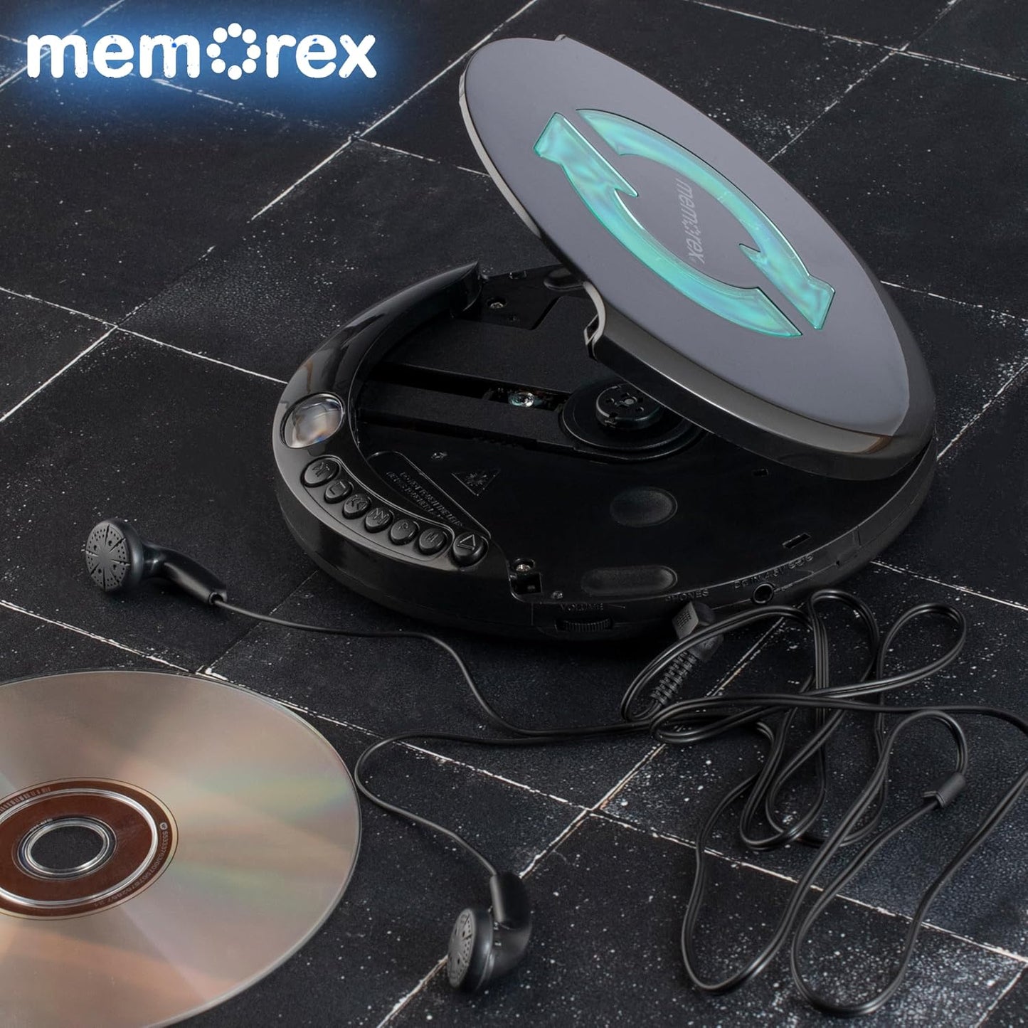 Memorex MX-DM80 Portable CD Player | Compact Disc Player with Anti-Shock Technology | LCD Display, Stereo Earbuds, Low