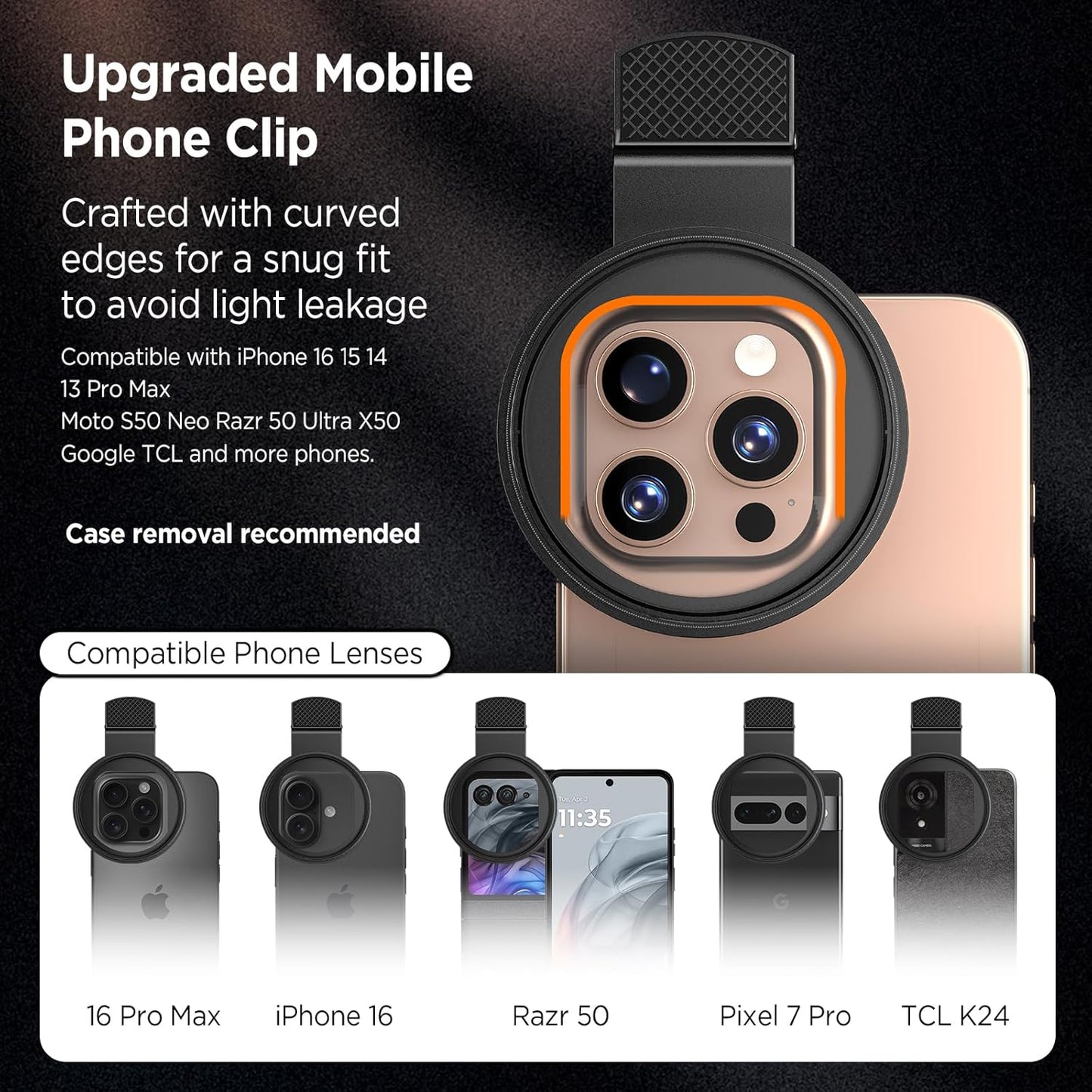 ALILUSSO 8 Filter,52mm 16/15/14/13 Points Star Rotatable Star Lens for iPhone Pro Max Moto Google Samsung TCL Phone