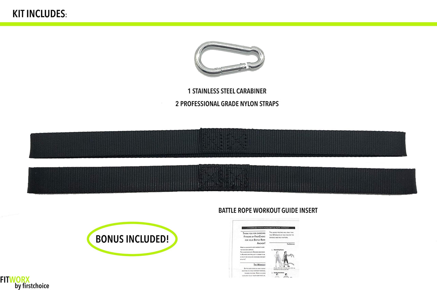 Battle Rope Anchor Strap Kit With Bonus Battle Rope Workout Guide- FitWorx By RadBizz